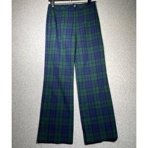 Vtg Rosenblum Wool? Pants Womens 6/8 Green Blue Tartan Plaid 29x29 Talon‎ Zip